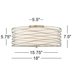 Possini Euro Design Modern Ceiling Light Flush Mount Fixture Antique Silver Leaf 18" Wide Wavy Spun White Drum For Bedroom Kitchen -Target Lighting Store GUEST 4112a4ed 7d59 4dbe 993c c95c22d4de5b