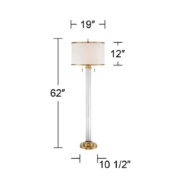 Possini Euro Design Cadence Modern Floor Lamp Standing 62" Tall Crystal Glass Column Satin Brass Linen Drum Shade For Living Room Bedroom Office House -Target Lighting Store GUEST 423dd824 c25c 42b8 bded 634e5ab89186