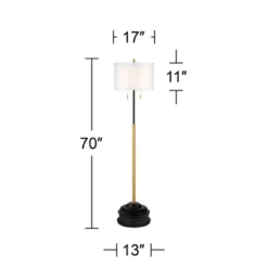 Possini Euro Design Roxie Modern Floor Lamp With Riser 65 1/2" Tall Brass Black Metal Sheer Linen Double Drum Shade For Living Room Bedroom Office -Target Lighting Store GUEST 42578b79 4448 4bbc a6ef e922883a43ee