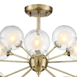 Possini Euro Design Modern Ceiling Light Semi Flush Mount Fixture Sputnik Brass 30 1/2" Wide 15-Light Double Glass Ball Hallway -Target Lighting Store GUEST 431beddf 6c5b 4cd2 85aa 5ca719f915b6