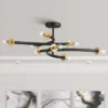 Possini Euro Design Alturus Modern Ceiling Light Semi Flush Mount Fixture 34" Wide Gloss Black Warm Brass 8-Light For Bedroom Living Room Hallway Home -Target Lighting Store GUEST 438fa409 671e 4e33 b438 157f6ab89f8e