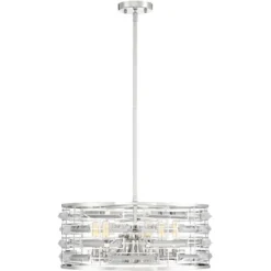 Possini Euro Design Smart Polished Nickel Chandelier 20" Wide Modern Drum Clear Crystal 6-Light Fixture For Dining Room House Foyer Kitchen Island -Target Lighting Store GUEST 454c71ec dca7 41f6 9157 abb34aa27ba3