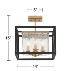 Possini Euro Design Liston Modern Ceiling Light Semi Flush Mount Fixture 14" Wide Black Brass 4-Light Ice Glass Panels For Bedroom Kitchen Living Room 4 Possini Euro Design Liston Modern Ceiling Light Semi Flush Mount Fixture 14" Wide Black Brass 4-Light Ice Glass Panels For Bedroom Kitchen Living Room -Target Lighting Store GUEST 45820fa8 7151 4a2b 98f5 2a565d7524fe