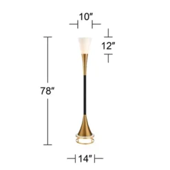 Possini Euro Design Piazza Modern Torchiere Floor Lamp With Gold Riser 78" Tall Black Brass Metal White Glass Shade For Living Room Bedroom Office -Target Lighting Store GUEST 459b6ef3 ed87 422d 9a78 b4ab9167e388