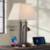 Possini Euro Design Deacon Modern Desk Table Lamp 26" High Bronze With USB And AC Power Outlet In Base LED Reading Light Oatmeal Shade For Office Desk -Target Lighting Store GUEST 46b1f895 ae24 4503 a712 2940ef37d739