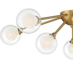 Possini Euro Design Spheres Modern Ceiling Light Flush Mount Fixture 28" Wide Warm Brass 9-Light LED Clear Globe Glass For Bedroom Kitchen Living Room -Target Lighting Store GUEST 4772bc4d 2bc9 44cc bcf3 2272d462bd50