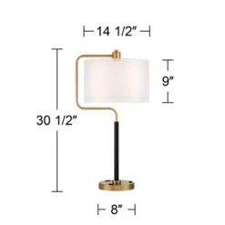 Possini Euro Design Carlyle Modern Mid Century Desk Lamp 30 1/2" Tall Gold With USB And AC Power Outlet In Base Double Drum Shades For Living Room -Target Lighting Store GUEST 47e62366 b442 4bc3 bdcf 39325e77cd05