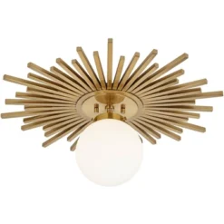 Possini Euro Design Hazel Modern Ceiling Light Semi Flush Mount Fixture 24" Wide Warm Brass White Globe Shade For Bedroom Kitchen Living Room Hallway -Target Lighting Store GUEST 48188eba 2f68 4f86 9f8a a54dd55ba25f