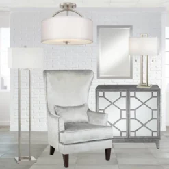 Possini Euro Design Halsted Modern Ceiling Light Semi Flush Mount Fixture 15" Wide Brushed Nickel 2-Light Oatmeal Linen Drum For Bedroom Living Room -Target Lighting Store GUEST 4f27ae77 7195 4949 98cf b8db59d91fb3