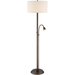 Possini Euro Design Traverse Modern Floor Lamp With LED Gooseneck Reading Light 64" Tall Oil Rubbed Bronze Oatmeal Drum Shade For Living Room Bedroom -Target Lighting Store GUEST 5093fb6e 37a8 4da1 b0ca 4a1cacde8256