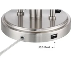 Possini Euro Design Wagner Modern Table Lamp 29 3/4" Tall Brushed Nickel With USB Charging Port And LED Gooseneck Lights White Shade For Living Room -Target Lighting Store GUEST 53d34396 0407 443b 993a c82bff3e8dfb