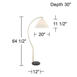 Possini Euro Design Modern Art Deco Arc Floor Lamp 64 1/2" Tall Warm Gold Metal Pleated Fabric Cone Shade For Living Room Reading Family Bedroom House -Target Lighting Store GUEST 5468e351 c195 4f44 9d75 664cedeee213