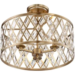 Possini Euro Design Tanz Modern Ceiling Light Semi Flush Mount Fixture 16 1/2" Wide Satin Brass 3-Light Clear Glass Crystal For Bedroom Kitchen House -Target Lighting Store GUEST 55583c83 3f1a 491e 99f0 721cc5f30cd0