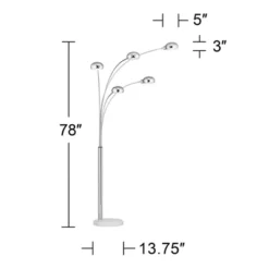 Possini Euro Design Modern Mid Century Arc Floor Lamp With USB Charging Port 5-Light 78" Tall Chrome Metal For Living Room Reading -Target Lighting Store GUEST 55a73656 dc24 4e60 bbb8 aa315a740a8e