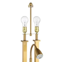 Possini Euro Design Deacon Modern Desk Table Lamp 26" High Brass With USB And AC Power Outlet In Base LED Reading Light Oatmeal Shade For Office Desk -Target Lighting Store GUEST 561c0ff3 d28a 43f7 af3c d38d1fa22f72 1