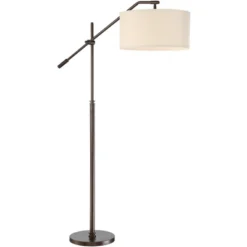 Possini Euro Design Industrial Floor Lamp Adjustable Arm 62.5" Tall Oiled Bronze Metal Light Brown Linen Drum Shade For Living Room Reading -Target Lighting Store GUEST 573c1af1 0c98 4e89 ad2d 7247d349f417