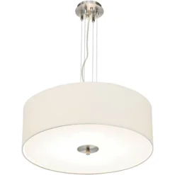 Possini Euro Design Brushed Nickel Pendant Chandelier 24" Wide Modern White Canvas Drum Shade 4-Light Fixture For Dining Room House Kitchen Island -Target Lighting Store GUEST 58b8fff1 de4f 48cf ac2f 0609dc6cdd96