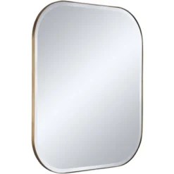 Possini Euro Design Bailey Rounded Corner Rectangular Vanity Wall Mirror Modern Beveled Brushed Gold Frame 27" Wide For Bathroom Bedroom Home Office -Target Lighting Store GUEST 5c289318 1d57 4668 9442 be018fa1566f