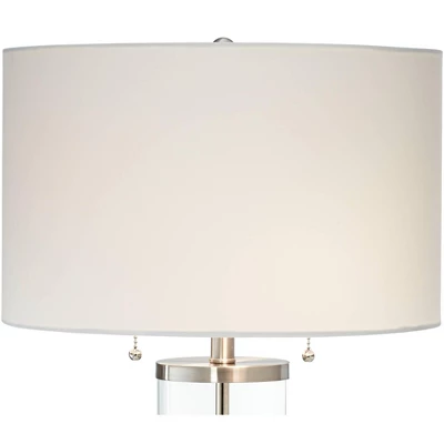 Possini Euro Design Fritz Modern Table Lamp 26 1/2" High Silver Clear Glass Column with USB and AC Power Outlet in Base Drum Shade for Bedroom Desk Possini Euro Design Fritz Modern Table Lamp 26 1/2" High Silver Clear Glass Column With USB And AC Power Outlet In Base Drum Shade For Bedroom Desk -Target Lighting Store GUEST 5cdb1959 336d 4d28 80b8 7fd77310c8d7 1