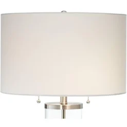 Possini Euro Design Fritz Modern Table Lamps 26 1/2" High Set Of 2 Silver Clear Glass With USB And AC Power Outlet In Base Drum Shade For Bedroom Desk -Target Lighting Store GUEST 5cdb1959 336d 4d28 80b8 7fd77310c8d7