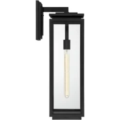 Possini Euro Design Atkins Modern Outdoor Wall Light Fixture Matte Black 24" Clear Glass For Post Exterior Barn Deck House Porch Yard Patio Outside -Target Lighting Store GUEST 5d1c2632 a686 4d55 b005 f1b81e0d2ae4