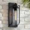 Possini Euro Design Bogata Modern Outdoor Wall Light Fixture Textured Black 15 1/2" Clear Ribbed Glass For Post Exterior Barn Deck House Porch Yard -Target Lighting Store GUEST 5fe3393d dd2f 44e1 a706 410593c747c1