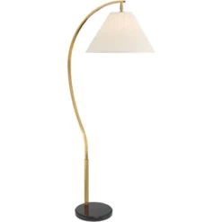 Possini Euro Design Modern Art Deco Arc Floor Lamp 64 1/2" Tall Warm Gold Metal Pleated Fabric Cone Shade For Living Room Reading Family Bedroom House -Target Lighting Store GUEST 6057385a cdc4 4dcc b7bf 8dc83246688f