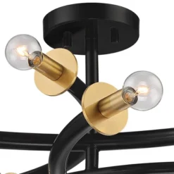 Possini Euro Design Alturus Modern Ceiling Light Semi Flush Mount Fixture 34" Wide Gloss Black Warm Brass 8-Light For Bedroom Living Room Hallway Home -Target Lighting Store GUEST 608b89e8 12d2 415b 9bf3 dfa176d7c4dd