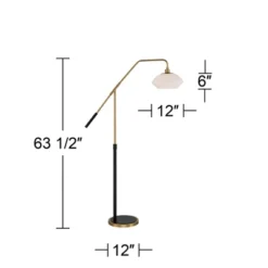 Possini Euro Design Modern Arc Floor Lamp 63 1/2" Tall Warm Gold Black Metal Milky White Glass Shade For Living Room Reading House -Target Lighting Store GUEST 610ec690 6837 4c3a ade3 deb02a4aff6a