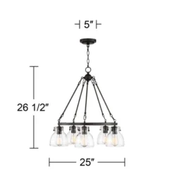 Possini Euro Design Bellis Bronze Wagon Wheel Pendant Chandelier 25" Wide Modern Clear Glass 5-Light Fixture For Dining Room House Kitchen Island Home -Target Lighting Store GUEST 618dbfc5 4583 4867 8ae1 6096256d5a37