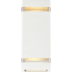 Possini Euro Design Modern Outdoor Wall Light Fixture White 2-Light Up Down 10 1/2" Clear Glass Inserts For Exterior Barn Deck House Porch Yard Patio -Target Lighting Store GUEST 61bd0537 d35d 47c4 a3d7 6e76a1080411