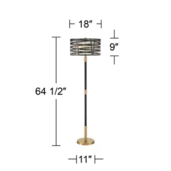 Possini Euro Design Halifax Modern Industrial Floor Lamp 64 1/2" Tall Matte Black Warm Gold Metal Double Drum Shade For Living Room Bedroom Office -Target Lighting Store GUEST 61f0af63 5325 4df1 8d58 37fb0ffbc58c