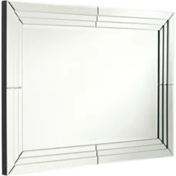 Possini Euro Design Rectangular Vanity Decorative Wall Mirror Modern Beveled Edge Clear Mirrored Tiles Frame 27" Wide For Bathroom Bedroom Living Room -Target Lighting Store GUEST 631a5102 5e35 49f0 8dac a1d682aa82c4