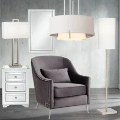 Possini Euro Design Concentric Brushed Nickel Pendant Chandelier 25" Wide Modern White Fabric Drum 4-Light For Dining Room House Foyer Kitchen Island -Target Lighting Store GUEST 66d9ba0e 4c64 4047 86d2 6dca93c49a1a