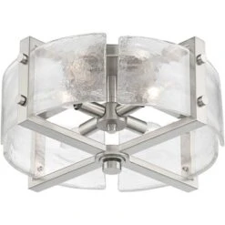 Possini Euro Design Prane Modern Industrial Ceiling Light Semi Flush Mount Fixture 17" Wide Brushed Nickel 4-Light Warped Glass For Bedroom Kitchen -Target Lighting Store GUEST 67a99e33 3ded 4f1c 8926 ed44f24e2ae9