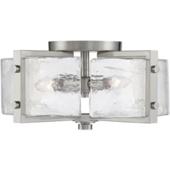 Possini Euro Design Prane Modern Industrial Ceiling Light Semi Flush Mount Fixture 17" Wide Brushed Nickel 4-Light Warped Glass For Bedroom Kitchen -Target Lighting Store GUEST 67e31c74 0341 4bbe 8a39 d9439e2bc16c