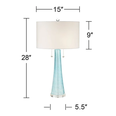 Possini Euro Design Modern Table Lamps 28.5" Tall Set of 2 Light Sky Blue Fluted Glass White Drum Shade for Living Room Bedroom Office Family Possini Euro Design Modern Table Lamps 28.5" Tall Set Of 2 Light Sky Blue Fluted Glass White Drum Shade For Living Room Bedroom Office Family -Target Lighting Store GUEST 68beb009 02f0 479c 8422 bab8bf373b6a