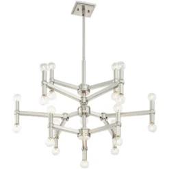 Possini Euro Design Marya Brushed Nickel Chandelier 32" Wide Modern 24-Light Fixture For Dining Room House Foyer Kitchen Island Entryway Bedroom Home -Target Lighting Store GUEST 6a556942 8834 40c7 9218 afc183c3d9bd