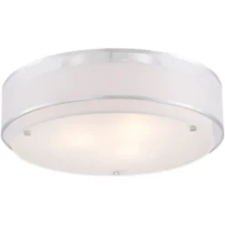 Possini Euro Design Modern Ceiling Lighting Semi Flush Mount Fixture 20" Wide Chrome 3-Light Sheer Outer Off White Inner Drum Shade For Bedroom House -Target Lighting Store GUEST 6a5c40ea 2eaa 47ef 9501 67e2bc343020