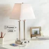 Possini Euro Design Amity Modern Table Lamp 26" High Brushed Nickel With USB And AC Power Outlet In Base White Linen Shade For Bedroom Bedside Desk -Target Lighting Store GUEST 6b14f567 c717 41da 9953 e92e623fc4e9