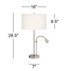 Possini Euro Design Traverse Modern Table Lamps Set Of 2 29 1/2" Tall Brushed Nickel With USB Charging Port LED Gooseneck White Drum Shade For Desk -Target Lighting Store GUEST 6d7b83aa 79f5 4aad 8a9b 164194cb3e7e