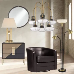 Possini Euro Design Deacon Modern Desk Table Lamp 26" High Brass With USB And AC Power Outlet In Base LED Reading Light Oatmeal Shade For Office Desk -Target Lighting Store GUEST 6ddac17c 39dd 455d b005 aa7caff95063