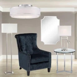 Possini Euro Design Modern Ceiling Lighting Semi Flush Mount Fixture 20" Wide Chrome 3-Light Sheer Outer Off White Inner Drum Shade For Bedroom House -Target Lighting Store GUEST 70c3994b e696 4f99 b72c 4f7dab5ec86b