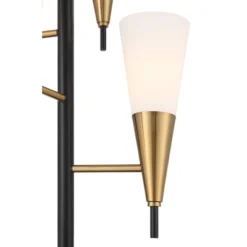 Possini Euro Design Quatro Mid Century Modern Tree Floor Lamp 71" Tall Black Gold Metal 4 Light Frosted Glass Cone Shade For Living Room Bedroom House -Target Lighting Store GUEST 71786e33 06e1 476f 946b 8424836773ef