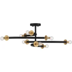 Possini Euro Design Alturus Modern Ceiling Light Semi Flush Mount Fixture 34" Wide Gloss Black Warm Brass 8-Light For Bedroom Living Room Hallway Home -Target Lighting Store GUEST 7277a17b c87f 43f0 9269 08b6aff9a7f6