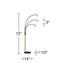 Possini Euro Design Rayne Modern Arc Floor Lamp 72" Tall Gold Black 3 Light LED Adjustable Arm Frosted Glass Globe Shade For Living Room Reading Home -Target Lighting Store GUEST 72acbc96 d16e 434d 81e6 38138e50870f