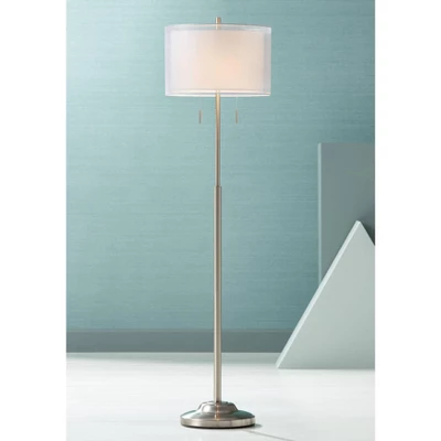 Possini Euro Design Roxie Modern Floor Lamp Standing 65 1/2" Tall Brushed Nickel Sheer Linen Double Drum Shade for Living Room Bedroom Office House Possini Euro Design Roxie Modern Floor Lamp Standing 65 1/2" Tall Brushed Nickel Sheer Linen Double Drum Shade For Living Room Bedroom Office House -Target Lighting Store GUEST 742848c5 5379 4e4f 95bc a5f1130ddc46