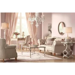 Possini Euro Design Natalia Modern Country Cottage Table Lamp 27" Tall White Ceramic Glaze Textured Floral Drum Shade For Bedroom Living Room Bedside -Target Lighting Store GUEST 7437fa27 6972 4702 8fe9 a7a0ecb7764e