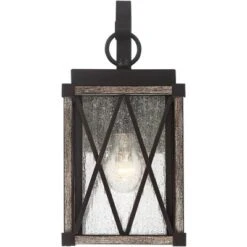 Possini Euro Design Brawley Rustic Industrial Outdoor Wall Light Fixture Bronze Wood Grain 13 1/2" Clear Seedy Glass For Post Exterior Barn Deck House -Target Lighting Store GUEST 745fd5ec 0cf7 4471 970e 03f22a882930