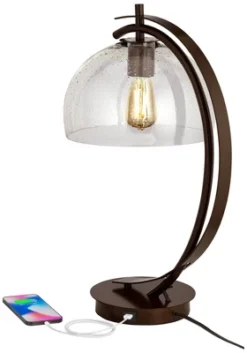 Possini Euro Design Modern Accent Table Lamp With USB Port Filament LED 22.5" High Bronze Metal Glass Dome Shade For Living Room Desk Bedroom -Target Lighting Store GUEST 787e630e 8a41 4423 af33 1b79d32747b4